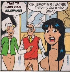 archie_comics black_hair bottomless breasts comic father_and_daughter female hermione_lodge hiram_lodge human incest male milf mother_and_daughter multiple_females penis pussy sak testicles text topless veronica_lodge white_hair