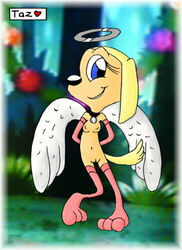 anthro brandy_&_mr_whiskers brandy_harrington breasts canine collar day disney disney_channel dog female female_only front_view fur furry furry_breasts furry_tail halo innocenttazlet mammal nipples outdoors pussy smile solo standing tagme tail toon_disney wings