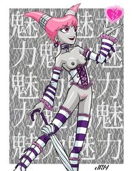 1girls dc dc_comics female female_only jason_meador jinx_(dc) pink_hair smooth_skin solo tagme teen_titans