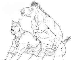 anal balls black_and_white bracelet canine closed_eyes duo equine furronika horse jewelry male mammal monochrome necklace nipples nude shirt yaoi