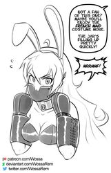 black_and_white bondage bunny_ears gag gagged medium_breasts monochrome rwby wossarem yang_xiao_long