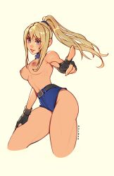 1girls areolae blonde_female blonde_hair dead_or_alive female fighting_game hourglass_figure light-skinned_female light_skin mostly_nude oxcoxa partially_clothed ponytail sarah_bryant toned video_game_character video_game_franchise virtua_fighter
