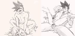2boys anal anal_sex aus_vaka cum cum_in_ass cumming_from_anal_sex femboy femboy_penetrated femboysub feminine_male galo_thymos gay gay_male gay_sex lio_fotia male monochrome multiple_views petite petite_body pleasure_face pleasured_face promare size_difference slim slim_male slim_waist twink yaoi