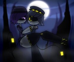 1boy1girl 2025 blushing blushing_at_partner blushing_face blushing_male carrying carrying_partner carrying_person detailed detailed_background enchanting female fog foggy foggy_background glitch_productions glowing glowing_eyes hands_on_ass hands_on_hips hands_on_shoulders hands_on_thighs holding_girl holding_person holding_up_female holding_up_other_character la-artist322_(artist) legs_lifted legs_longer_than_body legs_up light_reflection looking_at_each_other looking_at_partner male male_carrying_female moon moonlight murder_drones n_(murder_drones) narrowed_eyes night night_sky raised_leg raised_legs reflection shocked_expression straight tail_motion thick_ass thick_hips thick_thighs uzi_(murder_drones) uzi_disassembley_drone