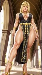1girls ai_generated bandai_namco blonde_hair elden_ring female female_focus female_only fromsoftware high_heels jewelry no_sound queen_marika_the_eternal saraserah solo solo_female solo_focus squatting tagme video walking