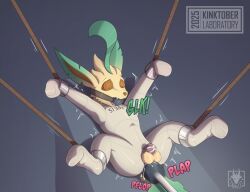 1boy anal anal_sex ball_gag bondage bound chastity_cage chastity_device dildo dildo_in_ass dildo_insertion eeveelution feral fucking_machine gag gagged hi_res leafeon machine male male_only n1k0 nintendo object_in_ass penetration pokémon_(species) pokemon pokemon_(species) restraints sex_machine sex_toy sex_toy_in_ass sex_toy_insertion solo spread_arms spread_legs spreading