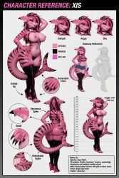 ai_assisted big_breasts character_sheet female female_only furry latexlobo oc original_character pink_body reference_sheet shark shark_girl shark_tail xis_(latexlobo)