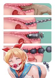 anal_beads ball_gag blonde_hair bow_ribbon buttplug collar collar_and_leash cute cute_face cute_male femboy fingering fingering_ass huge_anal_beads leash light-skinned_femboy light_skin male male_only malesub multiple_sex_toys prostate prostate_stimulation sailor_uniform sex_toy sex_toy_insertion shimakaze_(kantai_collection) shimakaze_(kantai_collection)_(cosplay) steamed_egg submissive submissive_femboy x-ray