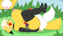 angelia anthro backsack balls big_breasts breasts clothing collar cum cumshot ejaculation female huge_breasts hyper hyper_breasts legwear male nintendo orgasm penetration pfh pikachu pokémon_(species) pokemon pokemon_(species) stockings vaginal_penetration video_games zangoose