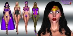 3d 3d_(artwork) 3d_model 3d_render 5girls alien alien_girl alien_humanoid artist_name barely_clothed belt bimbo black_canary black_hair blank_expression blank_eyes blank_stare blonde_hair blue_eyeshadow bracelet brainwashed brainwashing breasts cape corrupted corruption dc dc_comics diana_prince earrings eyeshadow female female_only green_skin heels huntress_(dc) hypnosis hypnotic_eyes hypnotized lingerie lipstick makeup martian mind_break mind_control mindbreak miss_martian navel nipple_bulge nipples nipples_visible_through_clothing no_irises no_pupils panties pasties personality_change purple_hair purple_lipstick purple_nails raven_(dc) red_hair red_lipstick see-through see-through_clothing see-through_shirt simple_background slave the-hypnoman thick_thighs thigh_gap thighs tiara wonder_woman wonder_woman_(series)