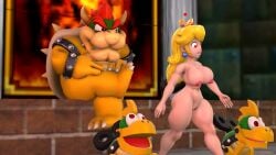1boy 1girls 3d 3d_(artwork) antennae anthro blonde_hair blue_eyes bowser bracelet breasts claws collar crown ear_piercing female furry furry_male horns human human_female indoors koopa legs_crossed light-skinned_female light_skin long_hair looking_at_another machine male mario_(series) mature mature_female mature_male mind_control nintendo nipples nude nude_female pikachugamer52 pink_nipples princess princess_peach red_hair reptile robot royalty shell sitting smiling smiling_at_another super_mario_bros. yellow_skin