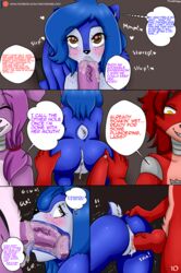 all_fours animatronic anthro big_breasts blowjob blush bonnie_(fnaf) breasts canid canine cleavage clothed clothing comic deepthroat dim discordmelody doggy_style fellatio female five_nights_at_freddy's fox foxy_(fnaf) freckles from_behind_position genitals ground_squirrel invalid_tag lagomorph machine male mammal night_3 oral oral_penetration penetration penis penis_in_mouth pussy rabbit robot rodent sciurid sex straight tongue tongue_out tongue_out_blowjob video_games webcomic