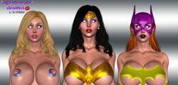 3d 3d_(artwork) 3d_model 3d_render 3girls alien alien_girl alien_humanoid artist_name barbara_gordon batgirl batgirl_(barbara_gordon) batman_(series) bimbo black_lipstick blank_expression blank_eyes blank_stare blonde_hair brainwashed brainwashing breasts corrupted corruption dc dc_comics earrings female female_only hero hypnosis hypnotic_eyes hypnotized kryptonian large_breasts lipstick makeup mask masked masked_female mind_break mind_control mindbreak no_irises no_pupils pasties personality_change pink_lipstick red_hair red_lipstick simple_background supergirl superman_(series) the-hypnoman tiara underboob wonder_woman wonder_woman_(series)