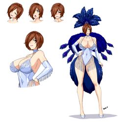 bikini breasts brown_hair devil-v female female female_only hair_over_one_eye headdress huge_breasts original solo