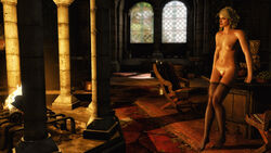 3d areolae bonfire breasts cd_projekt_red ciri female female_only green_eyes nipples pubic_hair scar solo stockings the_witcher_(series) the_witcher_3:_wild_hunt vagina white_hair xpsfm