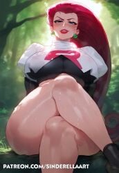 ai_generated big_breasts big_breasts big_butt breasts_bigger_than_head busty commission crossed_legs curvaceous female forest forest_background game_freak heavenly_ass huge_ass huge_breasts jessie_(pokemon) large_ass large_breasts nintendo patreon patreon_url patreon_username pokemon public sinderellaart sitting team_rocket thick thick_ass thick_legs thick_thighs voluptuous voluptuous_female