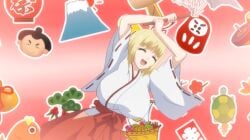 1girls alisa_(katainaka_ni_totsui_de_kita_russia_musume_to_h_shimakuru_ohanashi) blonde_hair blonde_hair_female bouncing_breasts breasts clothed_female dancing daruma_doll female female_only gigantic_breasts huge_breasts hyper_breasts katainaka_ni_totsui_de_kita_russia_musume_to_h_shimakuru_ohanashi miko mount_fuji nipples_visible_through_clothing russian_female russian_girl screencap short_blonde_hair short_hair