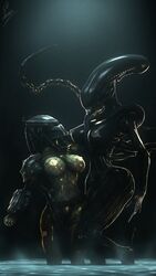 3d 3d_(artwork) alien alien_(franchise) alien_vs_predator areolae breasts female_xenomorph female_yautja lamoz571 mandibles nipples predator predator_(franchise) sci-fi science_fiction scifi source_filmmaker xenomorph yautja