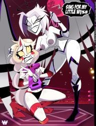 2girls ai_generated anthro breasts charlie_morningstar_(hazbin_hotel) dominant_female fight fighting_ring great_dude hazbin_hotel lute_(hazbin_hotel) no_tag_notag tied_up