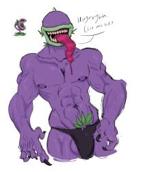 carnivorous_plant chomper_(pvz) drool drool_string drooling loincloth long_tongue male male_focus male_only muscular muscular_male nipple_piercing no_eyes piercing plant plant_humanoid plants_vs_zombies sharp_claws sharp_teeth tongue_out veins xawenoff