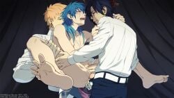 aoba_seragaki blonde_hair blue_hair clothed clothed_male clothed_sex clothing color colored crying crying_rape_victim crying_while_penetrated crying_with_eyes_open dark_blue_hair double_anal double_penetration dramatical_murder edit edited edited_art edited_image edithemad eyebrow_piercing feet feet_together feet_up foot_focus gang_bang gangbang gangrape gay gay_anal gay_domination gay_male gay_orgy gay_sex green_eyes holding holding_leg holding_legs koujaku legs legs_apart legs_open legs_spread legs_up light_blue_hair naked naked_male noiz noiz_(dramatical_murder) orgy pierced_ears piercing piercings rape red_eyes threesome yellow_eyes