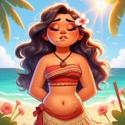 ai_generated belly_stuffing chubby chubby_belly digesting digestion moana non_nude overeating potbelly stomach_full