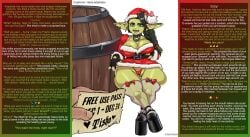 1girls caption captioned christmas christmas_clothing christmas_outfit female_focus goblin goblin_female habajabakaba_(captioner) monster_girl shortstack stretchybear(artist)