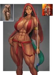 1girls abs beauty_mark belly_dancer belly_dancer_outfit biceps big_breasts black_hair blush blushing cosplay curvaceous curvy curvy_figure dark-skinned_female earrings female female_only fit fit_female gems gold_(metal) hourglass_figure indian indian_female jewelry jewels jojo's_bizarre_adventure jojo_reference kingbang long_hair looking_at_viewer meme mohammed_avdol mole mole_under_mouth muscular muscular_female navel_piercing original_character perfect_body perfect_legs perfection pierced_belly_button piercing pointing pointing_down pose sculpture seductive seductive_eyes seductive_look seductive_smile smile solo stardust_crusaders sweat tagme tattoo tattoo_on_face thick_thighs voluptuous yakshi_figure_sculpture yellow_eyes