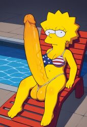 1futa 20th_century_fox 20th_century_studios ai_generated breasts civitai flag_bikini futa_only futanari jossyless_(ai) lisa_simpson long_penis solo_futa the_simpsons very_long_penis yellow_skin