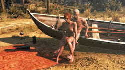 1boy 3d areolae barefoot beach boat breasts cd_projekt_red female geralt_of_rivia looking_at_partner looking_down nipples red_hair reverse_cowgirl_position scar shani the_witcher the_witcher_(series) the_witcher_2 the_witcher_3:_wild_hunt white_hair xpsfm yellow_eyes