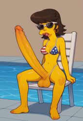 1futa 20th_century_fox 20th_century_studios ai_generated breasts civitai erect_penis flag_bikini futa_erect futa_only futanari jossyless_(ai) long_penis shauna_chalmers solo_futa sunglasses the_simpsons very_long_penis yellow_skin