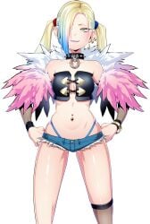 1girls bad_lotion_(sacrifice_villains) butcha-u chocker collar female female_only hotpants kitty_letelier_(sacrifice_villains) navel_piercing petite sacrifice_villains_(game) short_shorts thong twintails