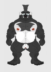 2022 anthro bara bear big black_panda burr digitalart form fur furry fursona hairy kuma lucas lucasmcfist male maxime-jeanne musclegut muscles muscular panda ursine werebear