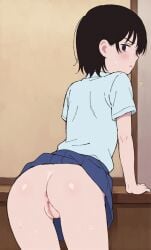 ass ass_focus ayumu_fujino_(look_back) big_ass look_back_(manga) nude_female pussy short_hair showing_ass showing_pussy tiny_breasts