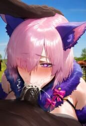 anal big_ass big_breasts blowjob blowjob_face cumming doggy_style fate/grand_order fate_(series) mash_kyrielight mikayori purple_eyes purple_hair short_hair