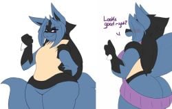 ass big_ass blush breasts bubble_butt dewwydarts dewwydartz female fluffy fluffy_tail furry huge_ass lucario may_(dewwydartz) phone pokemon pokemon_(species) tagme thick_thighs thumbs_up virgin_killer_sweater wide_hips