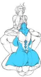 1boy 1girls anus big_ass blowjob drifter_(warframe) ember_(warframe) ember_heirloom_(warframe) hacking_piece male/female size_difference tenno warframe