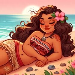 ai_generated belly_stuffing chubby chubby_belly digesting digestion moana overeating potbelly stomach_full