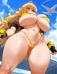 1girls ai_generated blonde_hair female hi_res huge_breasts light-skinned_female light_skin long_hair lucyla rwby thick_thighs voluptuous yang_xiao_long