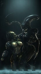 3d alien alien_(franchise) alien_vs_predator areolae breasts female_xenomorph female_yautja lamoz571 mandibles nipples predator predator_(franchise) sci-fi science_fiction scifi source_filmmaker xenomorph yautja