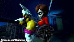 2girls 3d anal_fisting animated anthro crossover deep_fisting dialogue disney elastigirl fart female female_only fisting furry helen_parr music nipples pixar rape rouge_the_bat shocking_(artist) sonic_(series) sound straight_hair surprised tagme the_incredibles video yuri