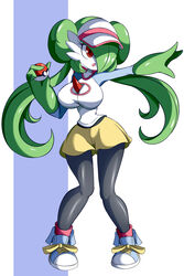 1girls alternate_hairstyle big_breasts breasts clothed cosplay cosplay_gardevoir female female_only gardei_(lucyfercomic) gardevoir green_hair hips huge_breasts large_breasts long_hair long_twintails lucyfercomic nintendo pokémon_(species) pokemon pokemon_(species) pokemon_bw2 pokemon_rse red_eyes rosa_(pokemon)_(cosplay) solo solo_female thick thick_thighs thighs thin_waist twintails wide_hips