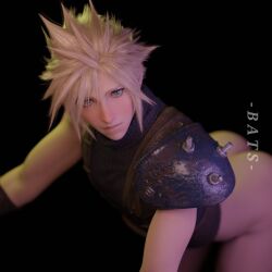 1boy ass blonde_hair blue_eyes cloud_strife femboy final_fantasy final_fantasy_vii male_only white_skin