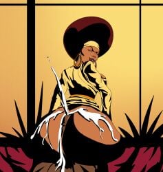 1boy african african_female afro black_dynamite buttjob cum dark-skinned_female dark-skinned_male dark_skin female gardenminttea honey_bee_(black_dynamite) huge_ass