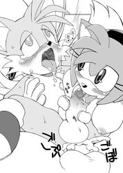 ahe_gao amy_rose anal balls bisexual breasts cum cum_in_ass drool foreskin nipples oral penis sonic_(series) sonic_the_hedgehog tails tojyo yaoi