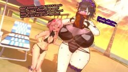 1girls 3d astolfo_(fate) baobabz dark_hair fate/grand_order fate_(series) huge_breasts murasaki_shikibu_(fate) thick_thighs voluptuous