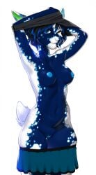 2024 absurd_res anthro areola blue_body blue_eyes blue_fur bodily_fluids bottomwear breasts clothing countershade_torso countershading digital_media_(artwork) female front_view fur genital_fluids genitals heterochromia hi_res hicheeras lagomorph leporid looking_at_viewer mammal navel nipples orange_eyes pussy rabbit simple_background solo standing tail teeth topwear undressing undressing_self vaginal_fluids white_background white_body white_fur white_tail