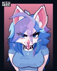 2d bat blue_hair breasts fangs female female_focus hair looking_at_viewer only_female pink_nose pixel_art prism_(prsmrti) simple_background solo tongue_out white_body white_fur