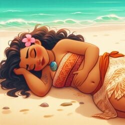 ai_generated belly_stuffing chubby chubby_belly digesting digestion moana overeating potbelly stomach_full