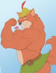 anthro ass bara barazoku disney flexing fox furry male male_only muscles muscular nude robin_hood_(character) robin_hood_(disney) shirtless solo solo_male tylerstark